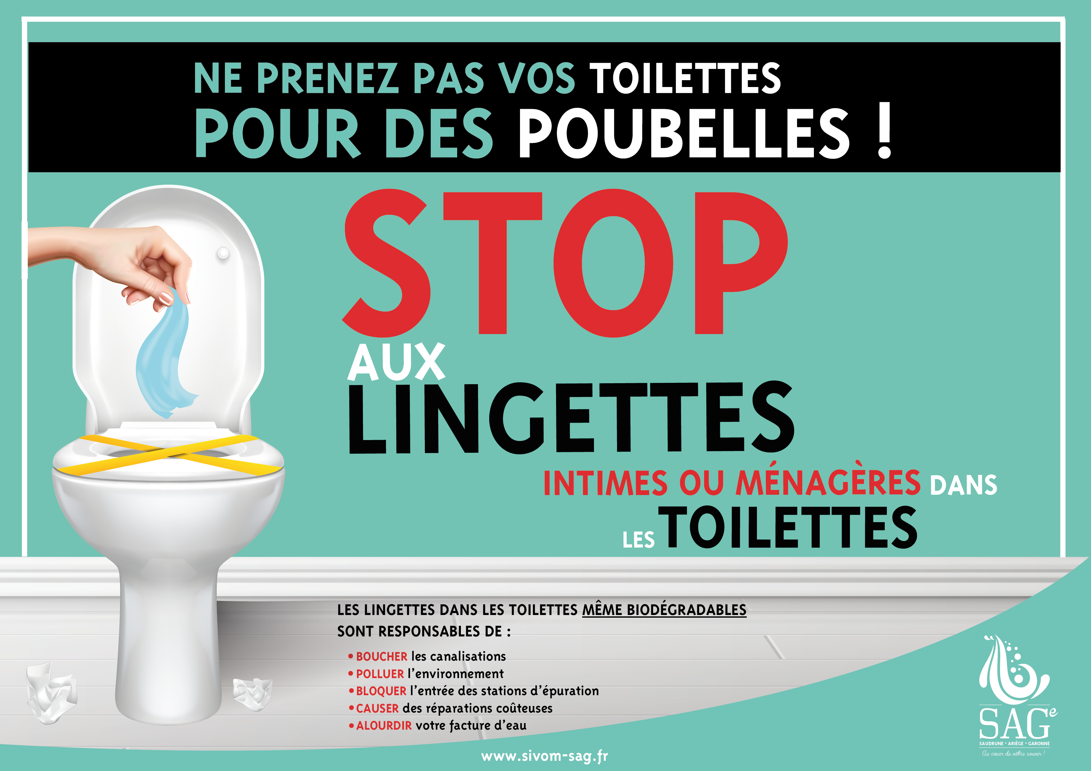 Eau et assainissement : stop aux lingettes dans les toilettes !